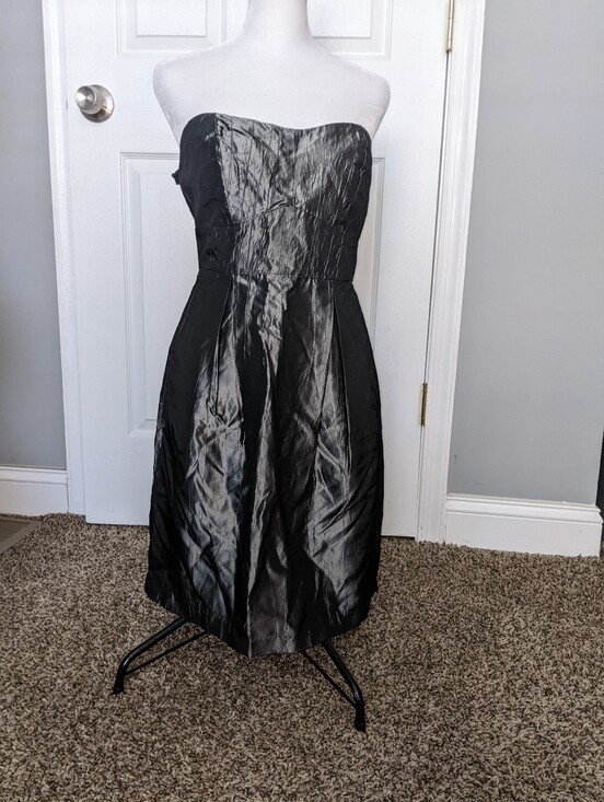 La a Lame Dresses & Skirts - La La Lame Silver Grey Silk Dress M